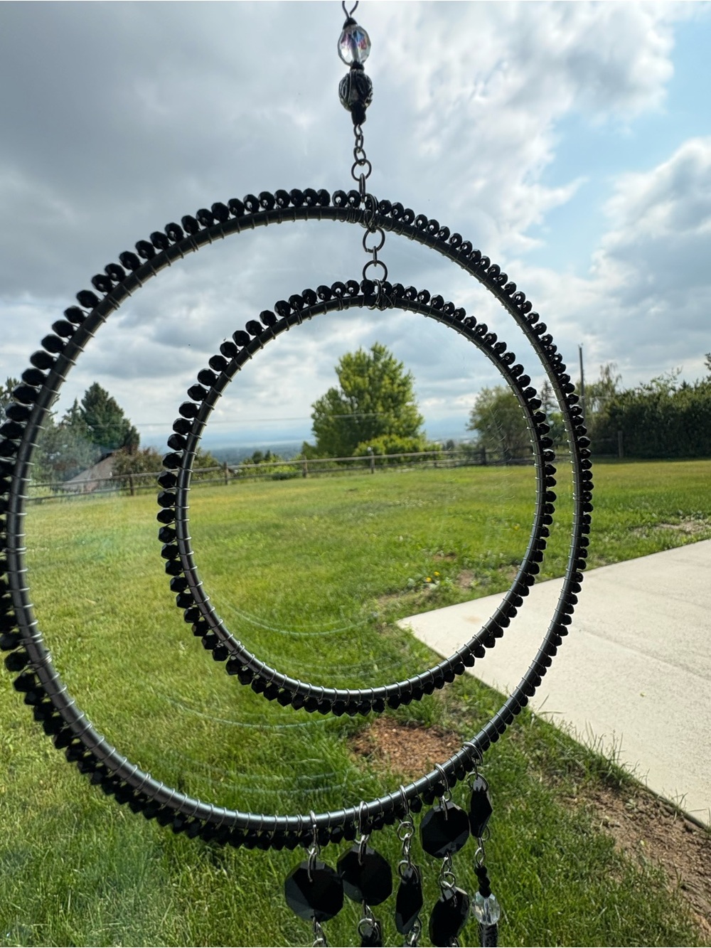 Black Beaded Hoop Sun Catcher - Picture 6 of 6